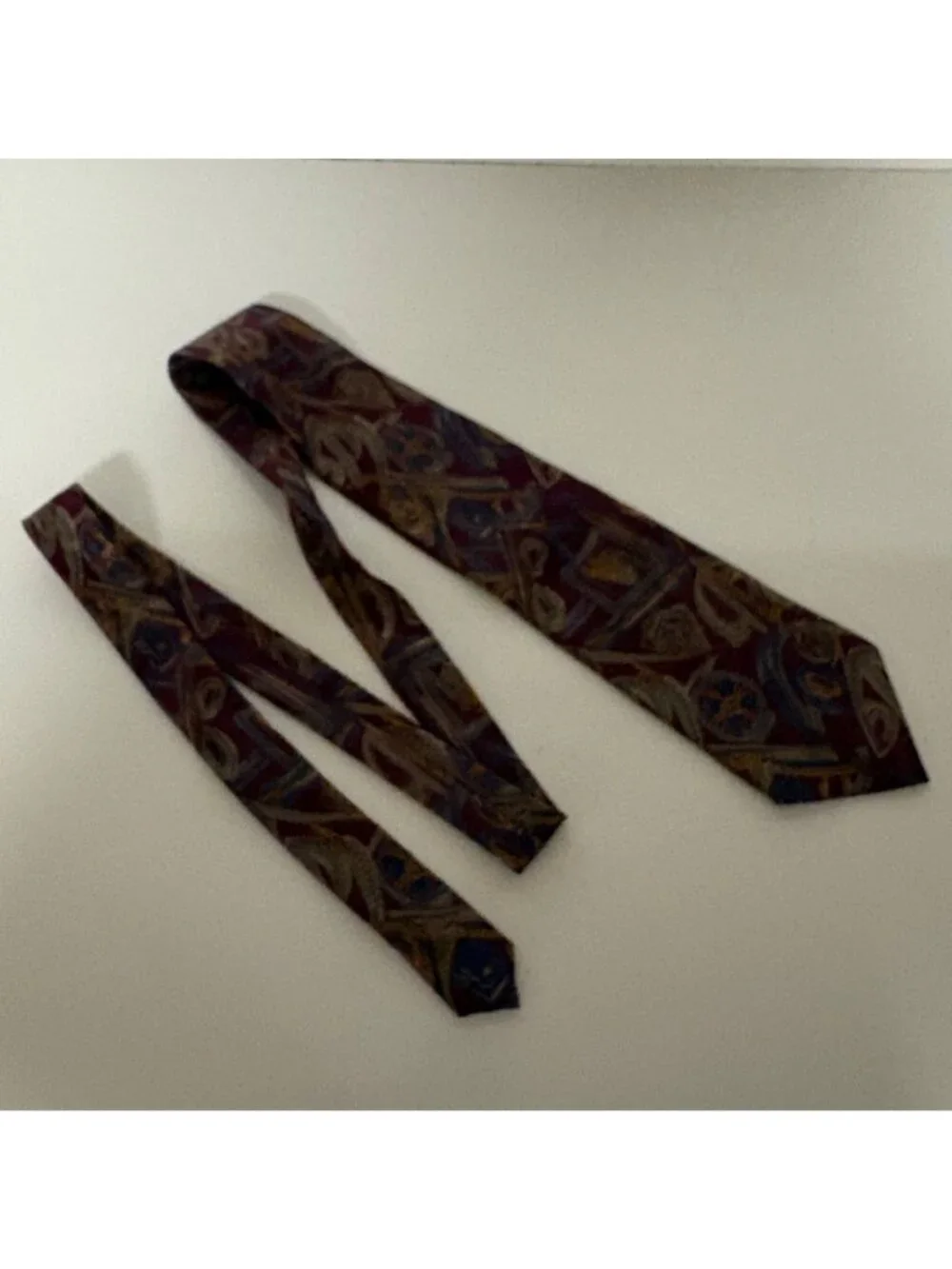 Clubfellow Silk Tie Maroon Print Handmade Mens Necktie Office Formal Dad Gift